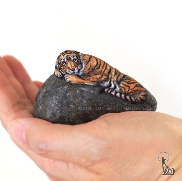 Animal Paintings on Stones, tiger