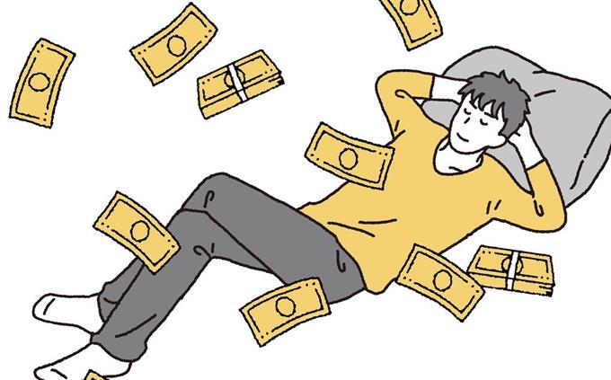 Which side income is right for you: A man is lying down and money is being poured on him