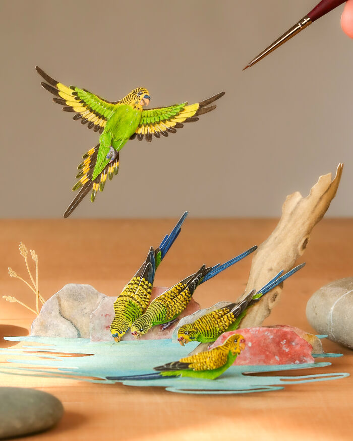 Tiny and realistic paper birds