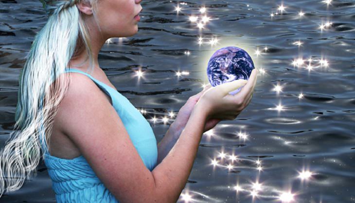 Turning Pain into Strength: Fairy in water holding the Earth