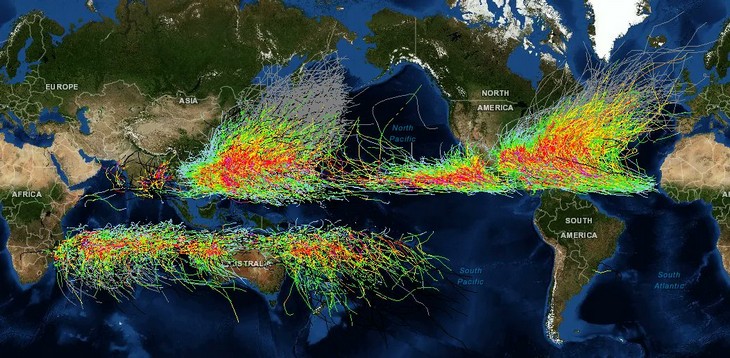 Things you don’t see every day: Map of hurricanes