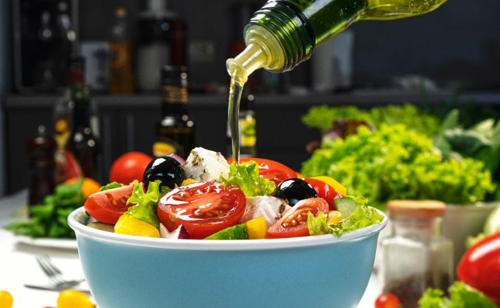 olive oil on salad