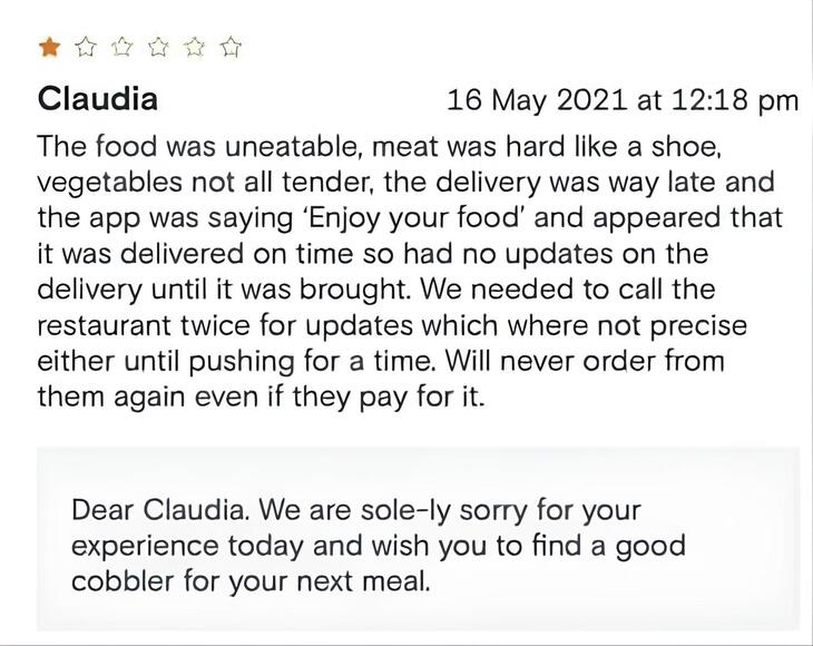 Hilarious Restaurant Replies to Negative Reviews