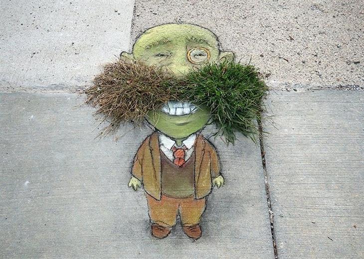 Desenho feito com giz de David Zinn