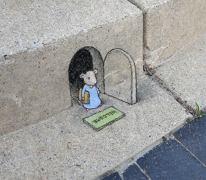 David Zinn's chalk drawing