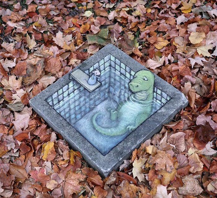 David Zinn's chalk drawing