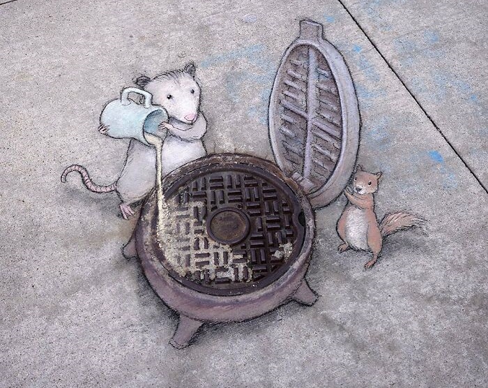 David Zinn's chalk drawing