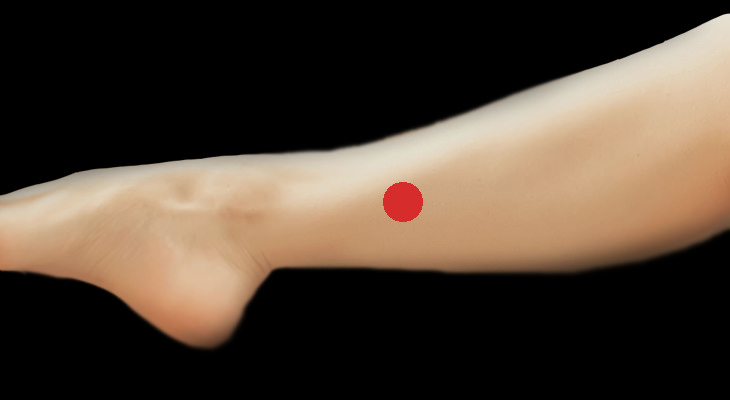 Pressure point for controlling hunger on the ankle