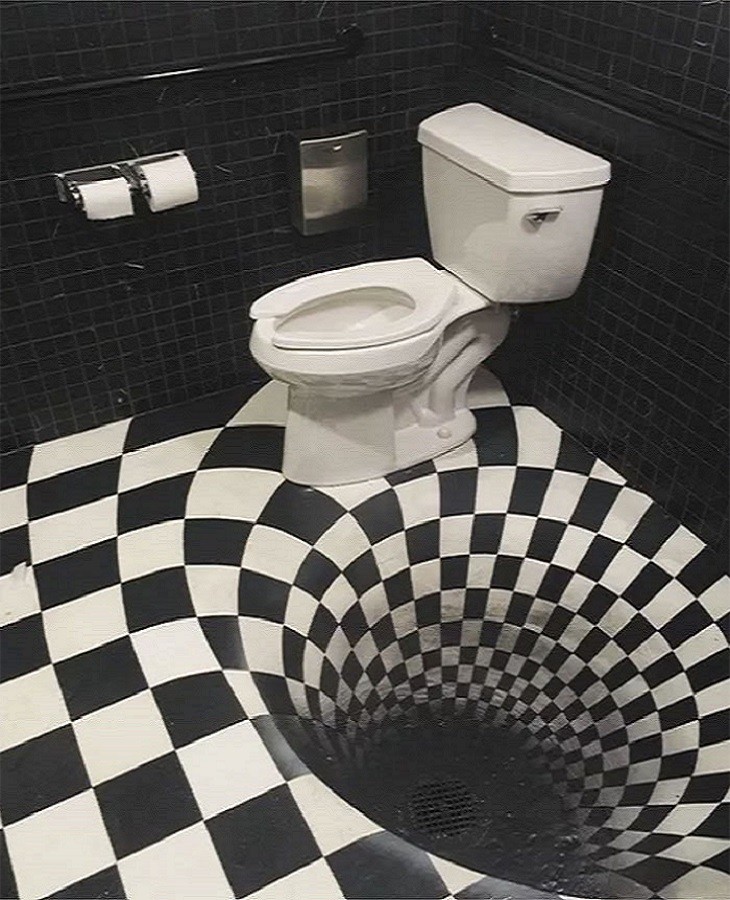 Bizarre Toilets: A toilet stall with a confusing floor