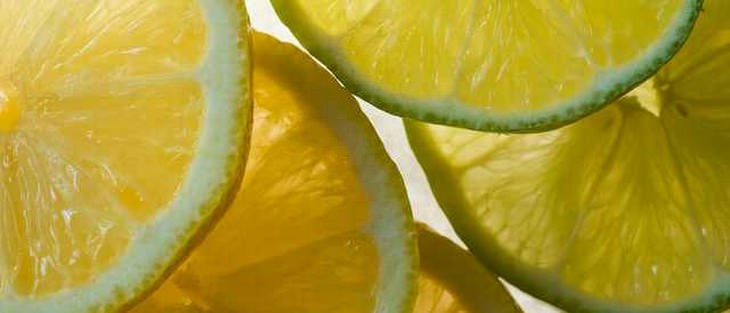 Slices of lemon and lime