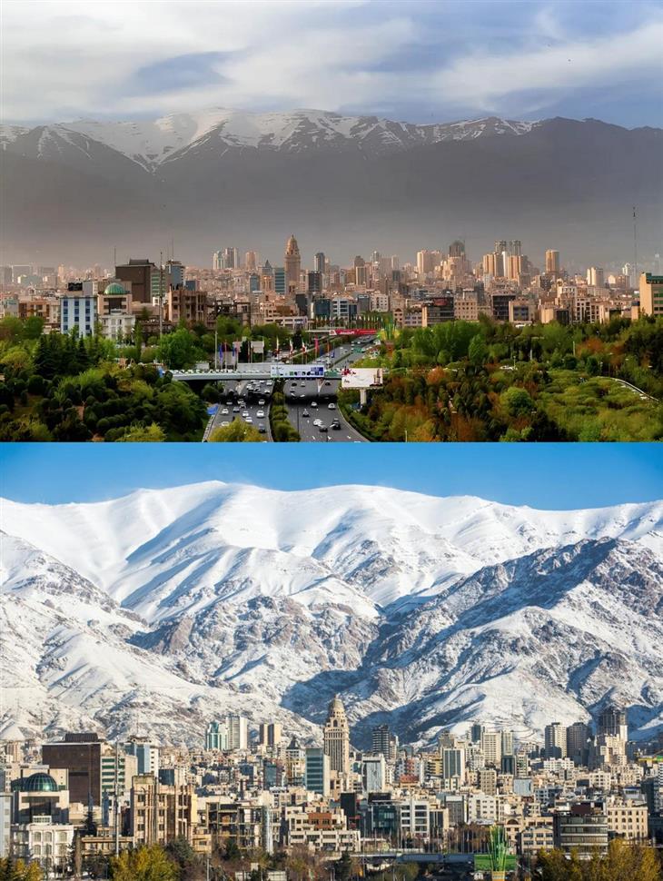 Beautiful and unique urban landscapes: Tehran in winter and spring