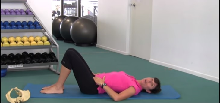 Areas women must strengthen: Woman doing pelvic floor muscle strengthening exercise