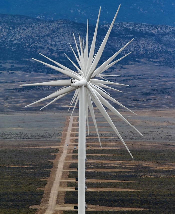 Funny perfectly timed photos: wind turbines in a row