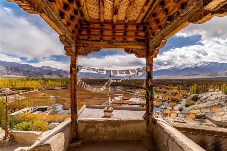 Beautiful places in Northern India: View from a monastery in Leh