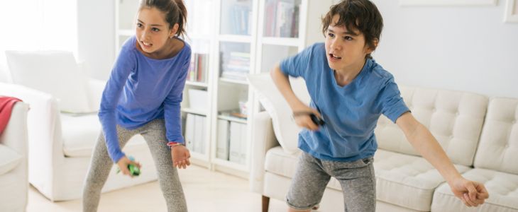 How to stay in shape when you don't like to exercise: Children playing on a Nintendo Switch