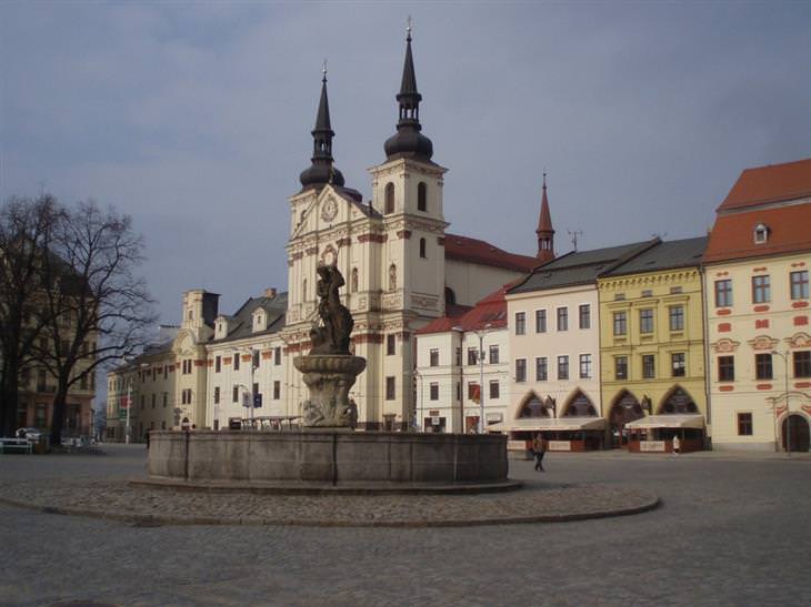 Picturesque towns in the Czech Republic: Main street in Jihlava