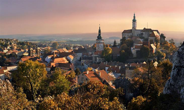 Picturesque towns in the Czech Republic: Mikulov from above