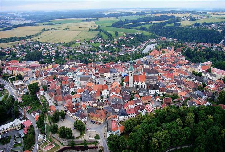 Picturesque towns in the Czech Republic: Tábor from above