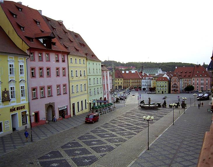 Picturesque towns in the Czech Republic: Main street in Cheb