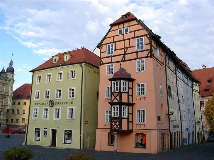 Picturesque towns in the Czech Republic: Colorful houses in Cheb