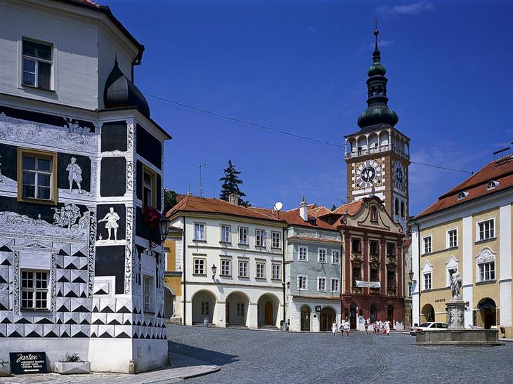 Picturesque towns in the Czech Republic: Main street in Mikulov