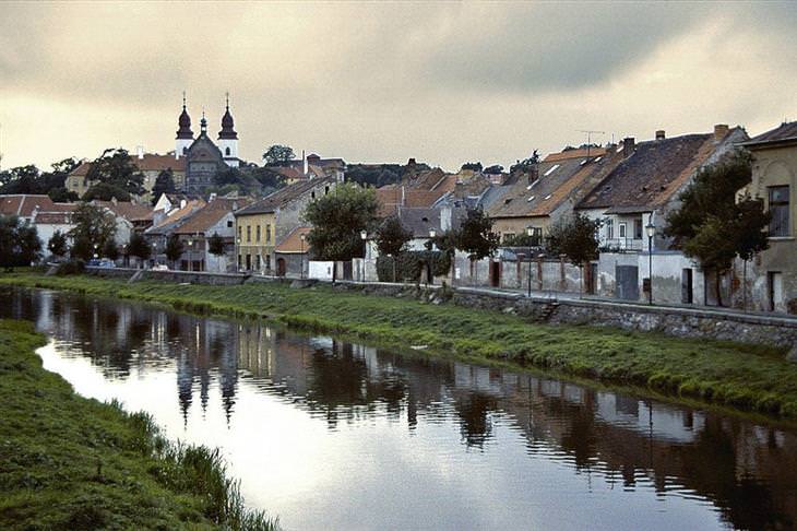 Picturesque towns in the Czech Republic: A stream running alongside Jihlava