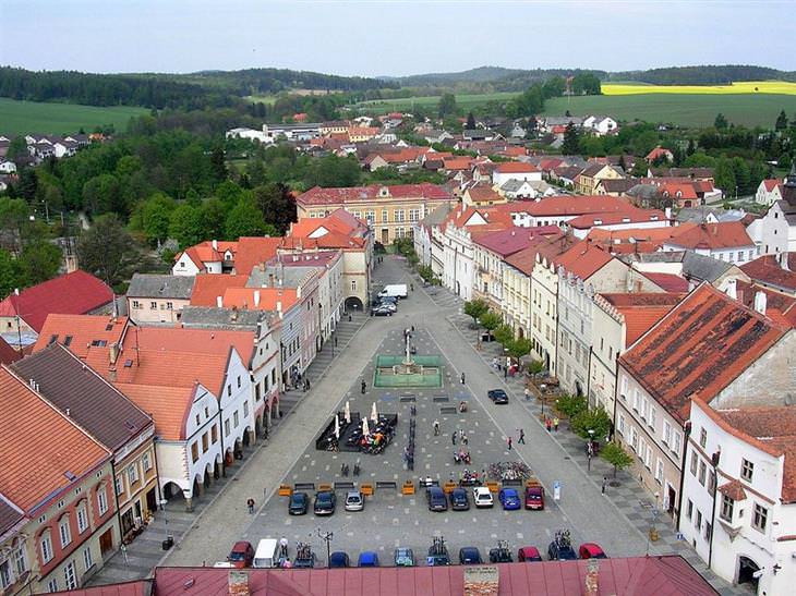 Picturesque towns in the Czech Republic: Main street in Slavonice