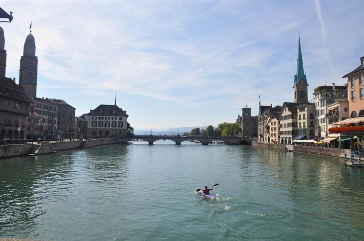 The most beautiful areas in Switzerland: river in Zurich