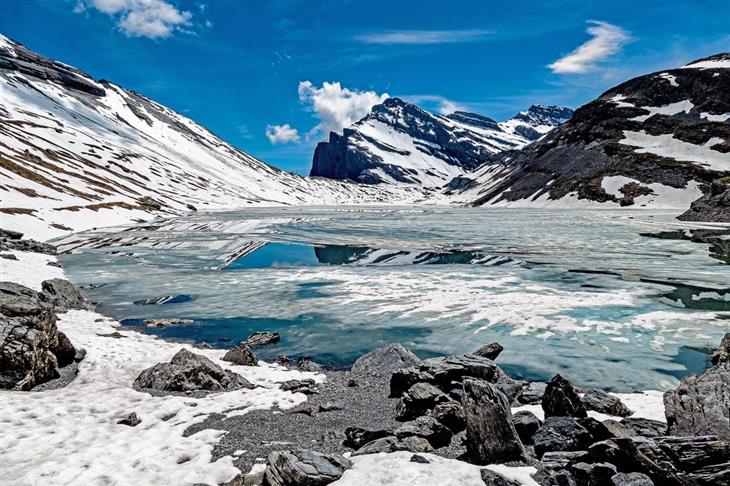 The most beautiful areas in Switzerland: snowy mountains in Bernese Oberland