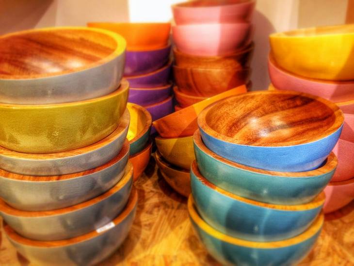 Non-food uses for a freezer: stacks of wooden food bowls