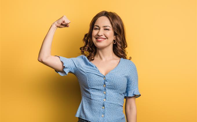 Internal strength test: woman doing muscle