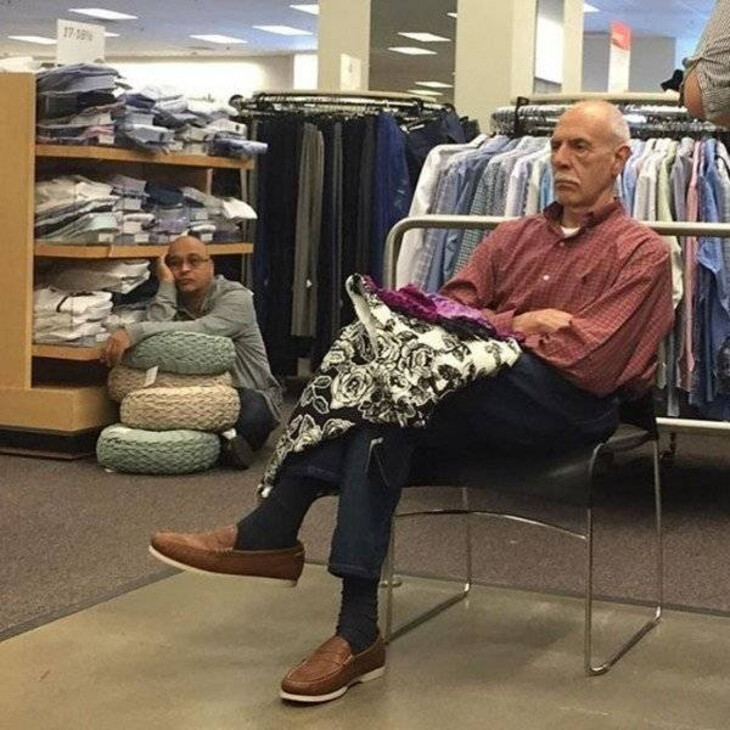 Hilarious Pics Of Men Stuck In Shopping Purgatory