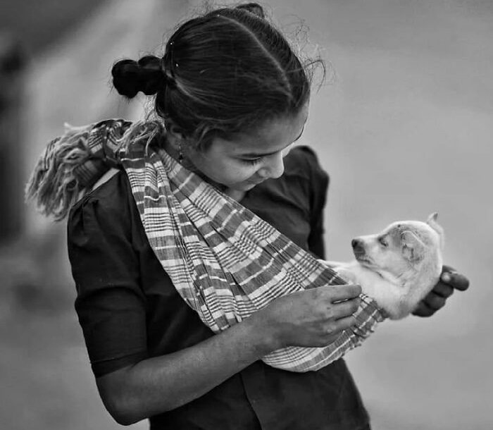 Cute animal photos: Girl and a puppy