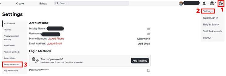 The dangers in Roblox and how to prevent them: Accessing parental controls