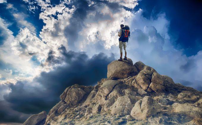 Trivia World Heritage Sites: Man on the Summit of Mountain