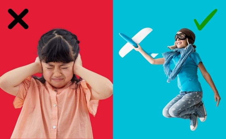 Questions that can reveal children’s happiness levels: a boy flying a plane versus a girl covering her ears