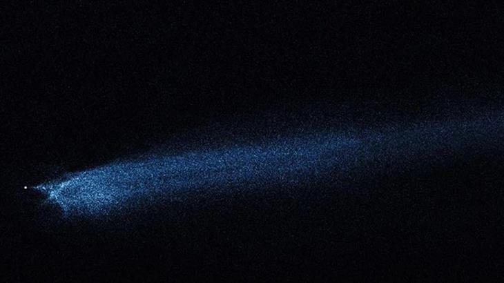 Hubble Space Telescope Discoveries: Collision of Two Asteroids Creating a Star Shape