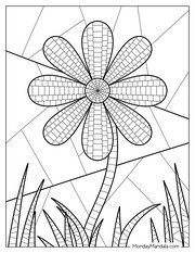 Mosaic coloring pages for adults: Flower