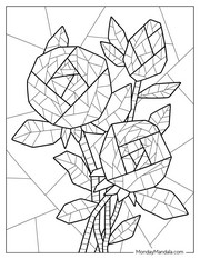 Mosaic coloring pages for adults: Roses