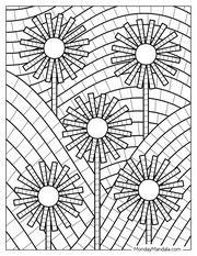 Mosaic coloring pages for adults: Flowers