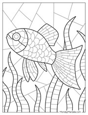 Mosaic coloring pages for adults: Fish