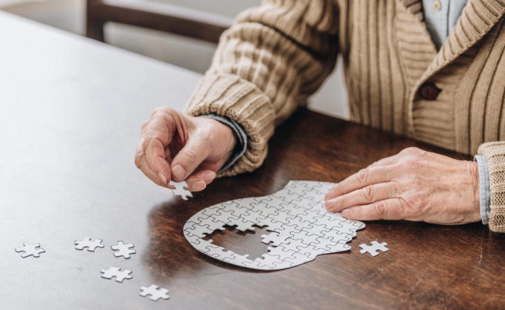 A delicious stew to boost memory: a person assembling a head-shaped puzzle
