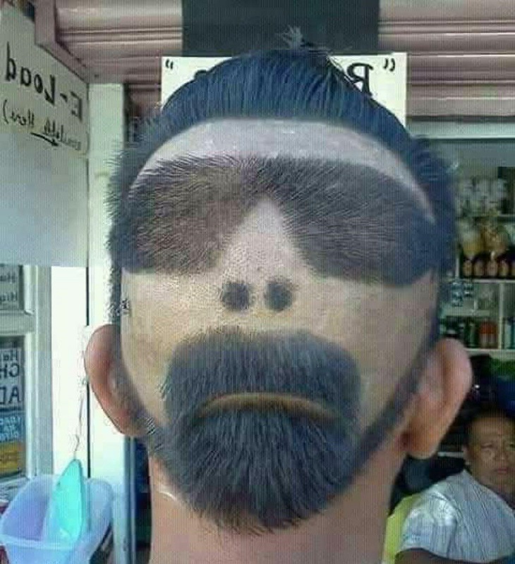 Failed designs and funny signs: Man's haircut shaped like a dog's face