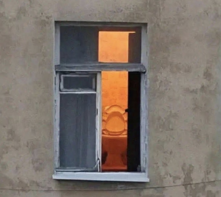Failed designs and funny signs: Toilet visible through a window