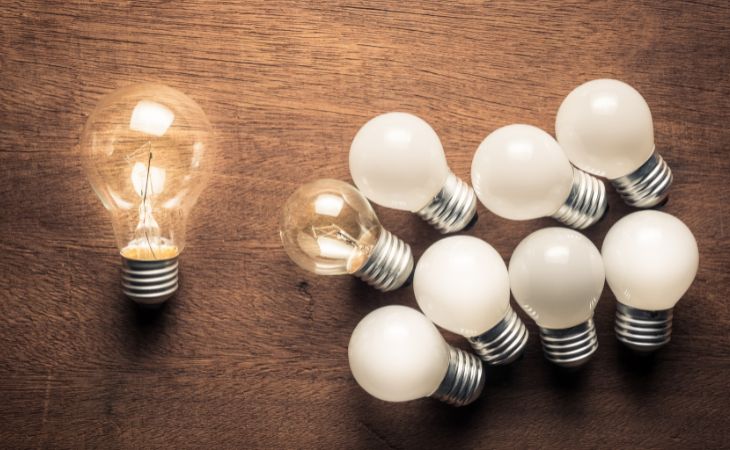 Fiedler’s Contingency Model for Leadership: A lit bulb with other bulbs facing it