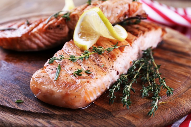 salmon or beef iron content