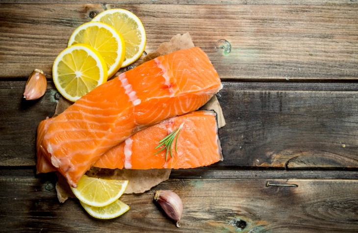 salmon or beef iron content