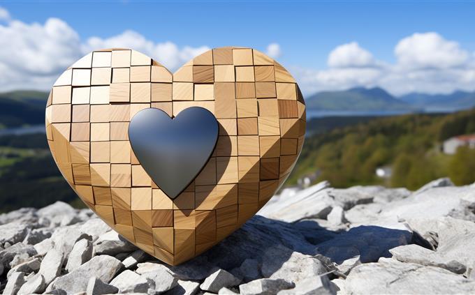 A test of emotional limits: a stone heart sculpture in nature