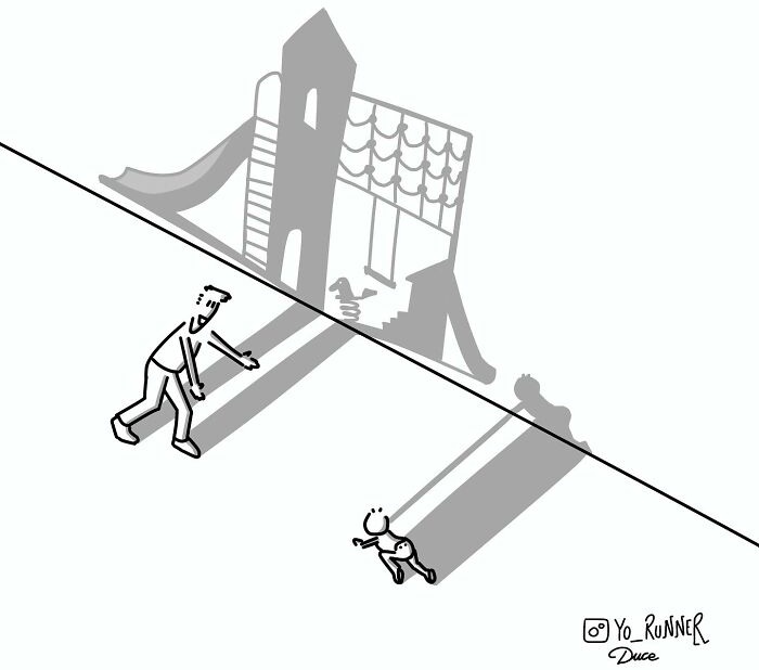 Simple and wonderful illustrations about parenting and life: a baby and father