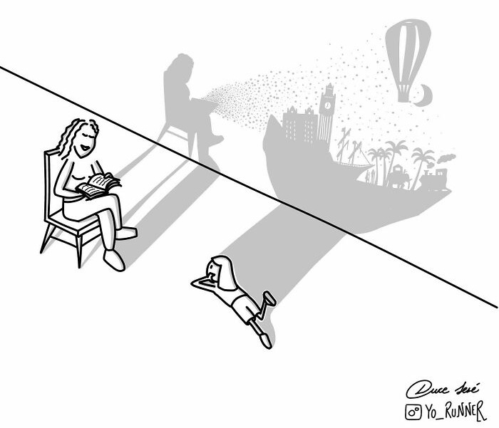 Simple and wonderful illustrations about parenting and life: a mother reading a story to a girl